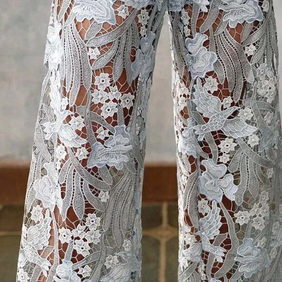 Blue Boho Women's Lace Rhinestone Straight Leg Pants - Picture 7 of 7